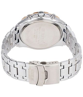 Silver Metal Analog Watch for Men (Non-Functional Chronograph)