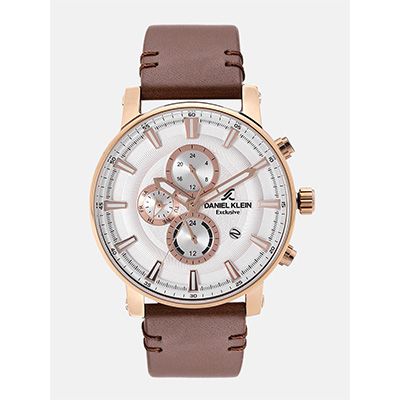 Men White & Silver-Toned Textured Analogue Watch DK12103-4