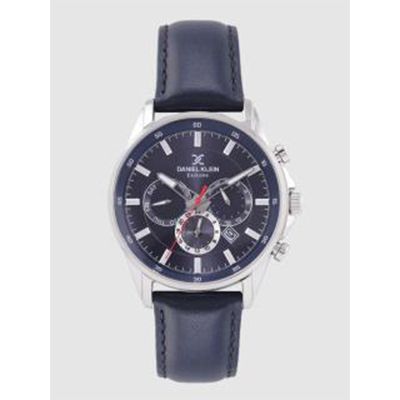 Men Blue Leather Analogue Watch DK.1.12341-4