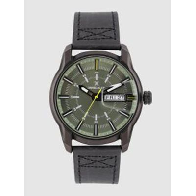 Men Green Leather Analogue Watch DK.1.12316-1