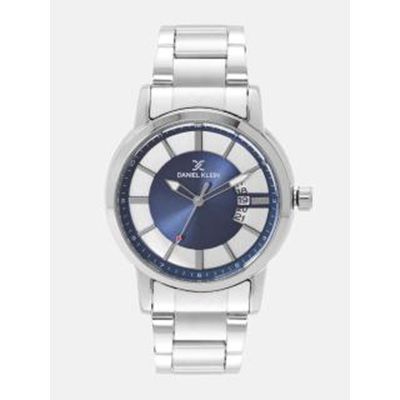 Men Navy & Silver-Toned Analogue Watch DK12108-5
