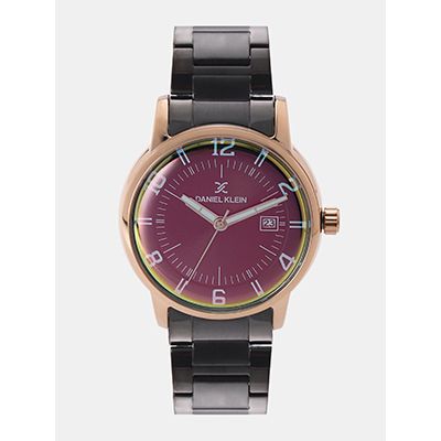 Men Gunmetal-Toned Iridescent Effect Analogue Watch DK12113-5