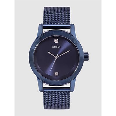 Men Navy Blue Diamond-Studded Analogue Watch W0297G2