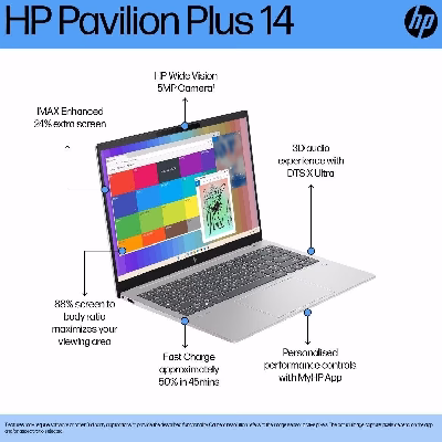 Pavilion Plus 14-ew0116TU Laptop (13th Gen Core i5/ 16GB/ 512GB SSD/ Win 11)