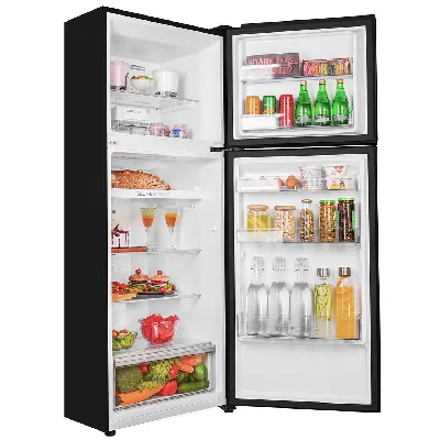 HRF-3182PKG-P 268L, 2 Star, Black Glass Finish Top Mount Frost Free Refrigerator