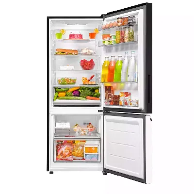 HRB-3752KWG-P 325L Black White Glass Bottom Mount Fridge