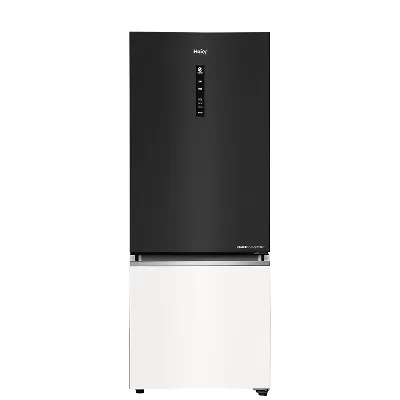 HRB-3752KWG-P 325L Black White Glass Bottom Mount Fridge