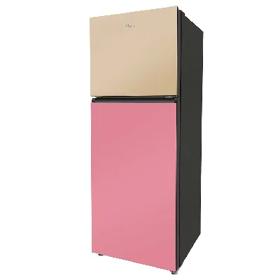 HRF-3783CPG-P Vogue Series 328L cream Pink Glass Finish Top Mount Frost Free Refrigerator