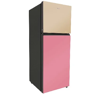 HRF-3783CPG-P Vogue Series 328L cream Pink Glass Finish Top Mount Frost Free Refrigerator