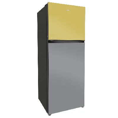 HRF-3783YGG-P Vogue Series 328L, Yellow Grey Glass Finish Top Mount Frost Free Refrigerator
