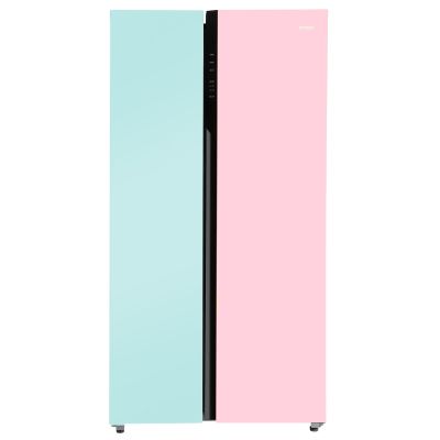 HRS-682PNGU1 Vogue 602L Peach Nyanza Glass Side-by-Side Fridge