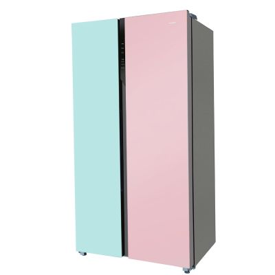 HRS-682PNGU1 Vogue 602L Peach Nyanza Glass Side-by-Side Fridge