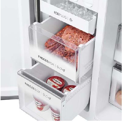 HRT-683ISU1 598L 3 Door Convertible Side by Side Refrigerator with WIFI Enabled Smart Sense AI