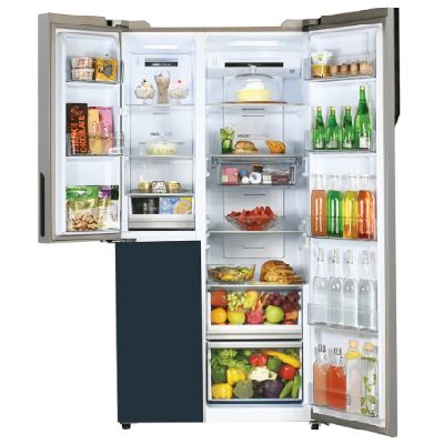 HRT-683GOGU1 Vogue 598L Grey Onlyx Glass 3-Door Convertible Fridge