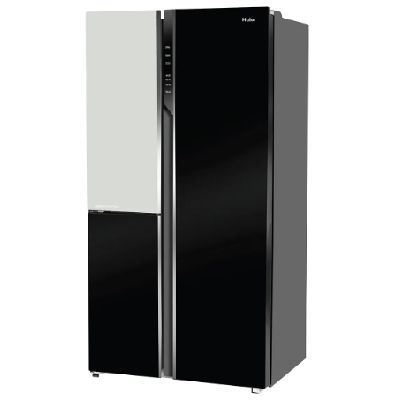 HRT-683KWGU1 Vogue 598L Black White Glass 3-Door Convertible Fridge