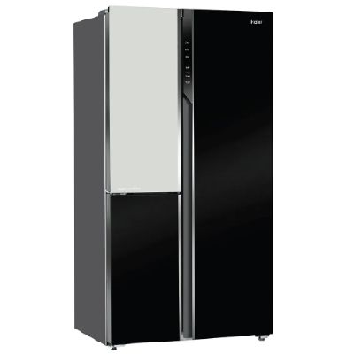 HRT-683KWGU1 Vogue 598L Black White Glass 3-Door Convertible Fridge