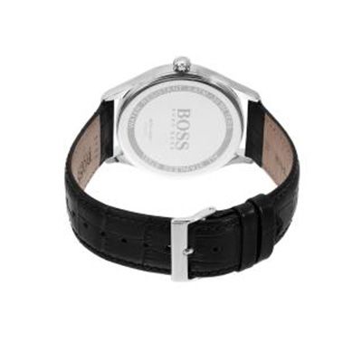Men Black Leather Analogue Watch 1513485