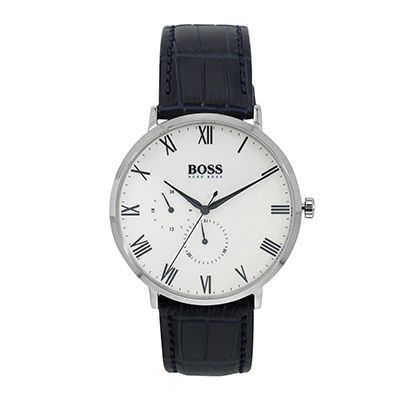 Men White Leather Analogue Watch