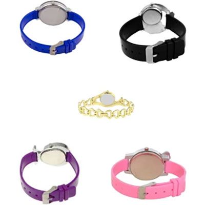 0049 Stylish Multicolour Dial With Golden Chain Beautiful Watches Combo For Woman And Girls Watch - For Girls