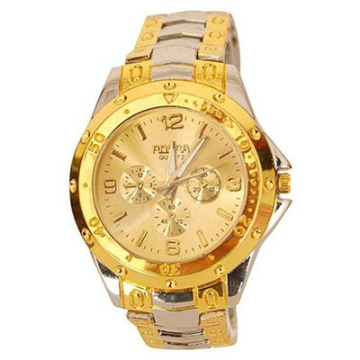 Rosra SilverGold GoldenDial Men  Watch By Prushti