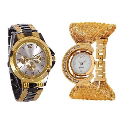 diamons studded metal belt and rosra Watch - For Boys & Girls