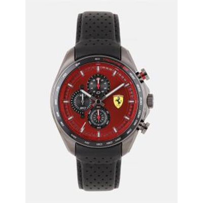 Men Red Leather Chronograph Watch 0830650