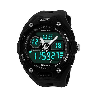 Trendy Casual Analog & Digital Pu Quartz Men Watch - 5 Atm