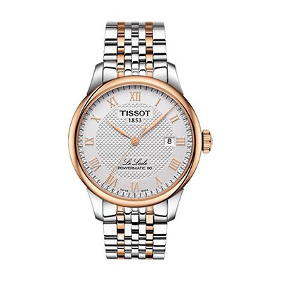 Men Silver-Toned Le Locle Powermatic 80 Swiss Automatic Analogue Watch T0064072203300