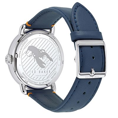 Men Blue Leather Analogue Watch 10031515_OR