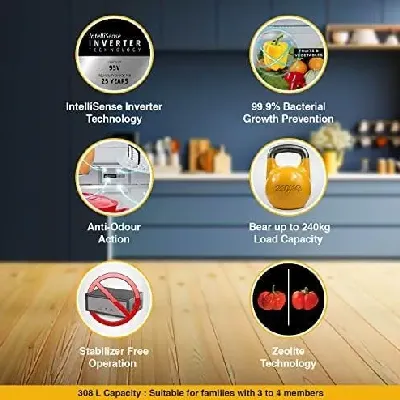 21936 Intellifresh 327L 3 Star Frost Free Double Door Refrigerator