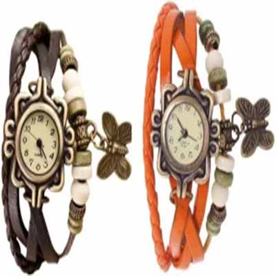 Brown-Orange-Wrist Watch - For Women
