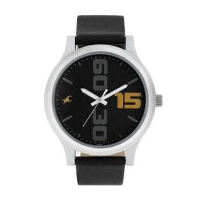 Men Black Analogue Leather Watch