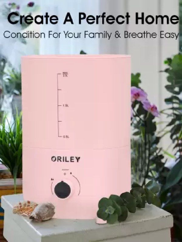 2111B Ultrasonic Cool Mist Humidifier Manual Air Purifier For Home Office 2.3L Pink