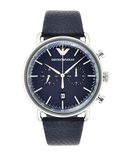 Men Navy Blue & Silver-Toned Analogue Watch
