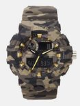 Men Olive Green & Grey Camouflage Print Analogue and Digital Watch MFB-PN-SM-8001