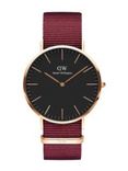 Men Black Classic Roselyn Rose Gold Analogue Watch DW00100269