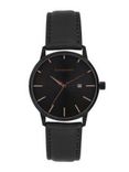 Men Black Leather Analogue Watch GD-4020-03