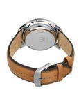 Men White & Tan Brown Leather Analogue Watch