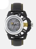 Men Grey Genuine Leather Analogue Watch 38028PL01J