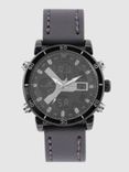 Men Black Analogue and Digital Leather Watch C1180-03