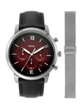 Men Red Analogue Leather Watch FS5600SET