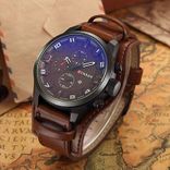 Men  Brown Leather Analog Watch for Men
