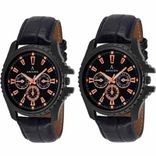 133NL0101 New Chronograph Pattern Black Leather Watch - For Men