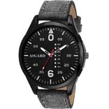 Round Dial Black Leather Strap Quartz Watch For Men
