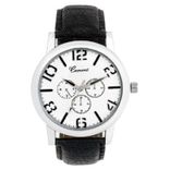 Black Leather Analog Watch