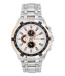Silver Metal Analog Watch for Men (Non-Functional Chronograph)