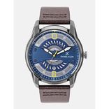 Men Blue & Grey Textured Analogue Watch DK12155-3