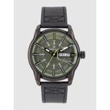 Men Green Leather Analogue Watch DK.1.12316-1