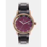 Men Gunmetal-Toned Iridescent Effect Analogue Watch DK12113-5