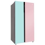 HRS-682PNGU1 Vogue 602L Peach Nyanza Glass Side-by-Side Fridge